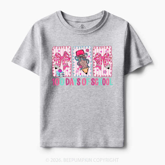 100 Days of School Coquette Bow Pencil Toddler&Kid's Tees
