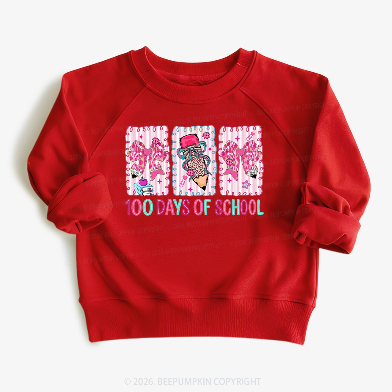 100 Days of School Coquette Bow Pencil Toddler&Kid's Sweatshirt