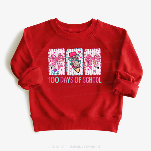 100 Days of School Coquette Bow Pencil Toddler&Kid's Sweatshirt