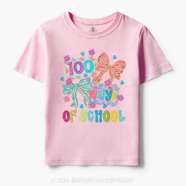 Sparkly Bow 100 Days of School Toddler&Kid's Tees