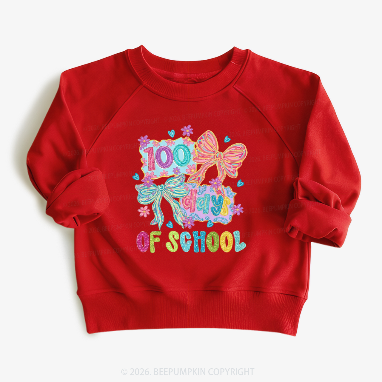Sparkly Bow 100 Days of School Toddler&Kid's Sweatshirt