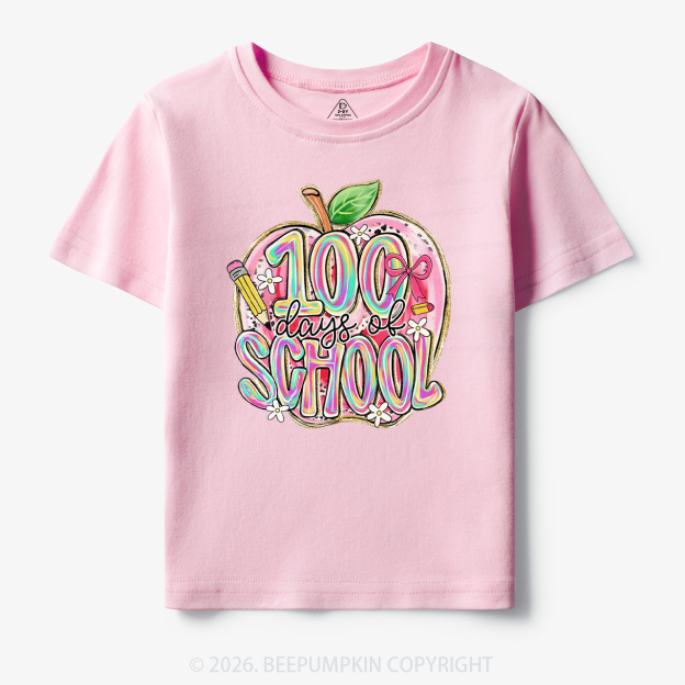 Pink Apple 100 Days of School Toddler&Kid's Tees