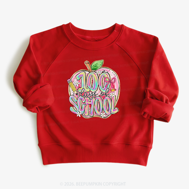 Pink Apple 100 Days of School Toddler&Kid's Sweatshirt