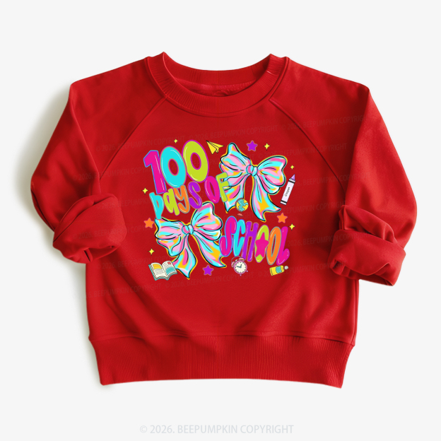 Bow Celebration 100 Days of School Toddler&Kid's Sweatshirt
