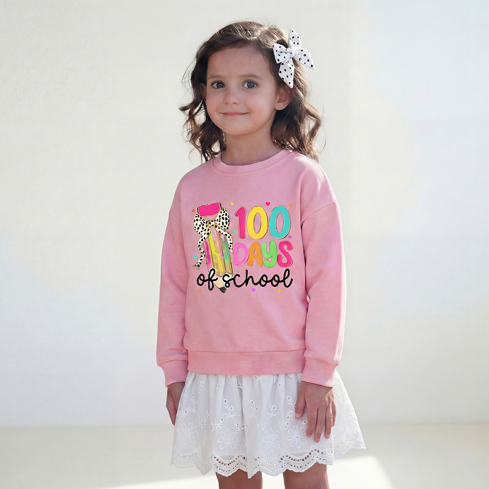 Pink Pencil Celebration 100 Days of School Toddler&Kid's Sweatshirt