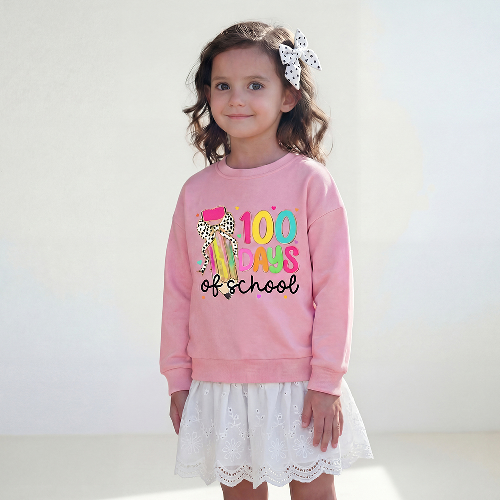 Pink Pencil Celebration 100 Days of School Toddler&Kid's Sweatshirt
