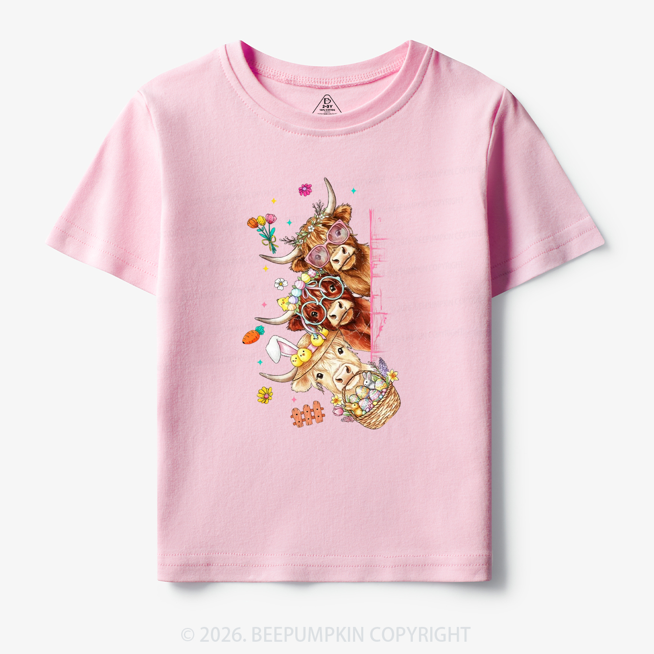 Easter Day Highland Cow&Bunny Toddler&Kid's Tees