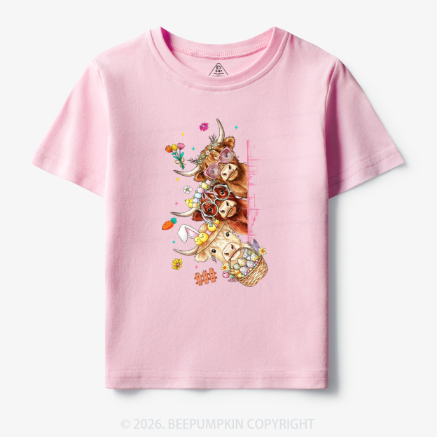 Easter Day Highland Cow&Bunny Toddler&Kid's Tees