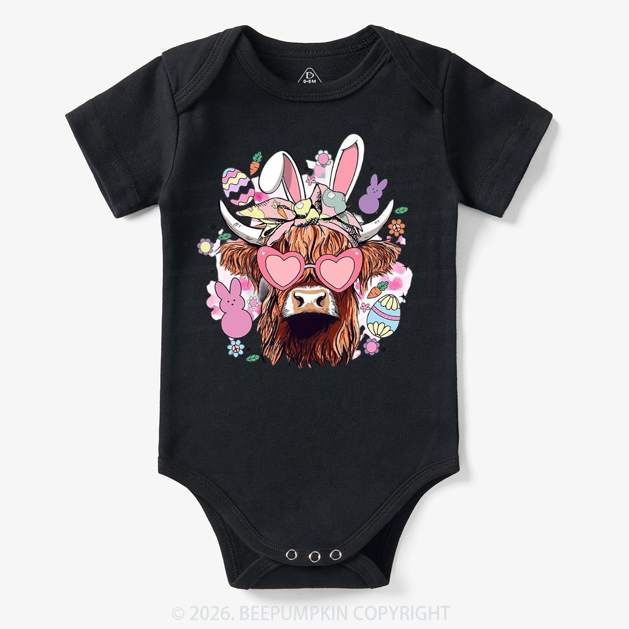 Easter Cute Highland Cow Bodysuit