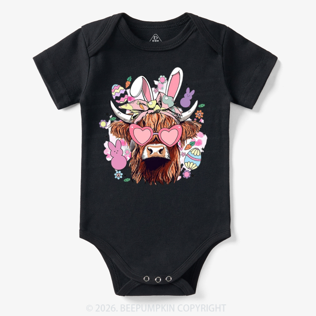 Easter Cute Highland Cow Bodysuit