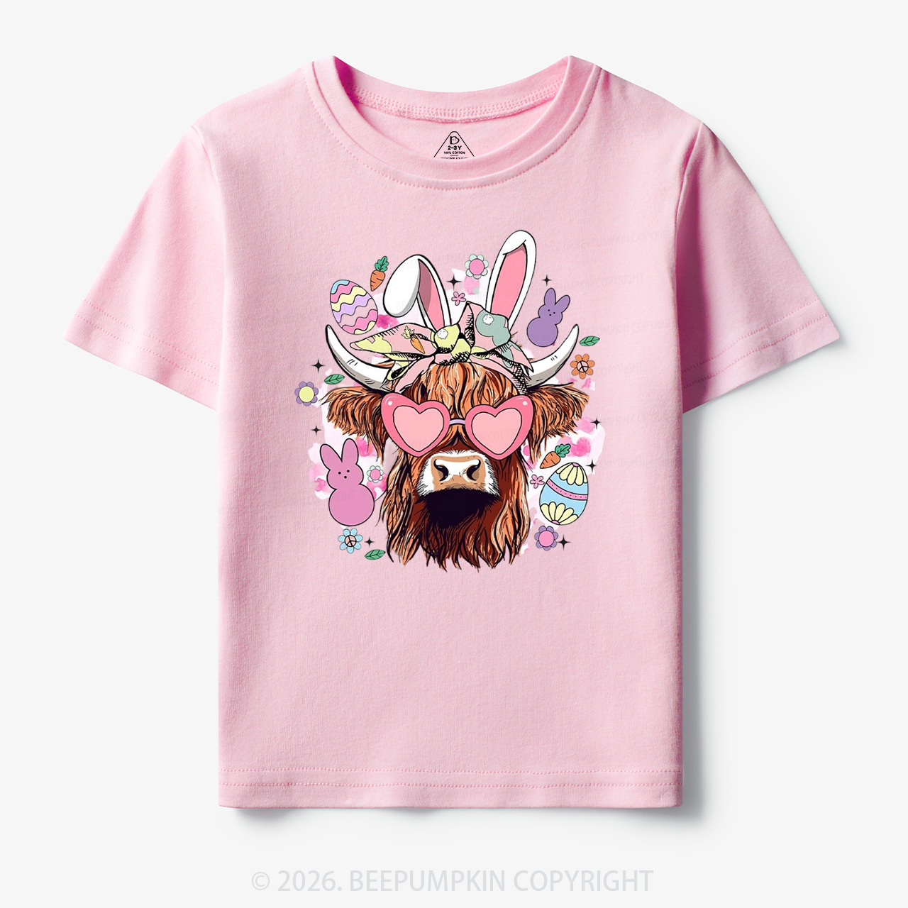 Easter Cute Highland Cow Toddler&Kid's Tees