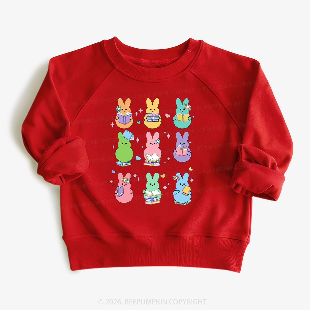 Easter Bunnies Reading Books Kid's Sweatshirt