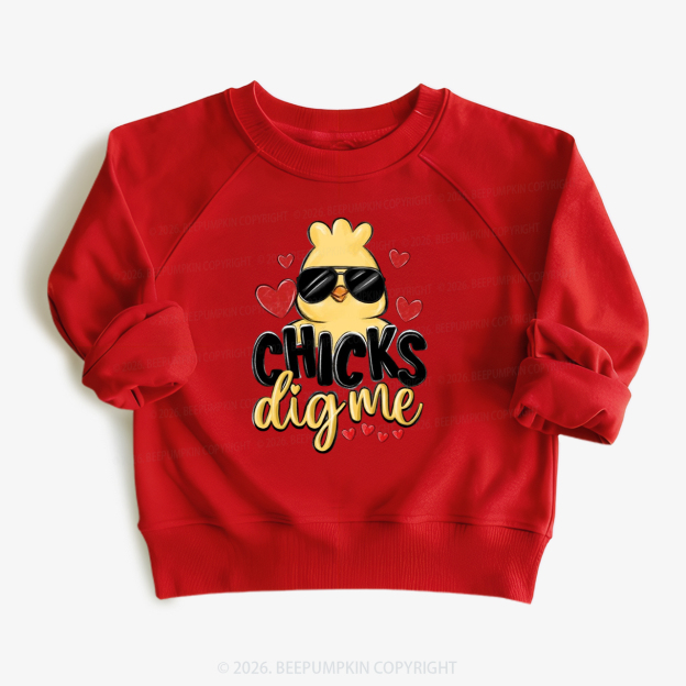 Chicks Dig Me Easter Kid's Sweatshirt