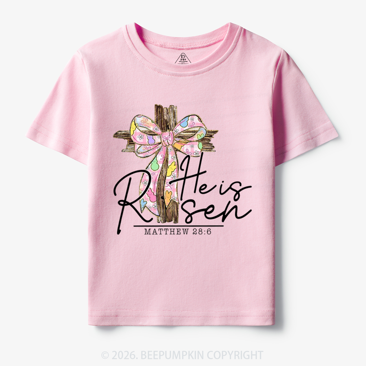 He Is Risen Easter Coquette Bow Toddler&Kid's Tees