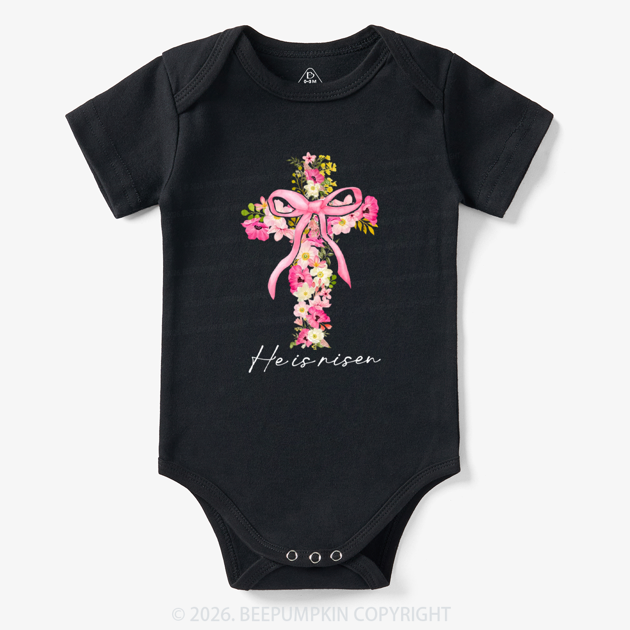 He Is Risen Easter Floral Bodysuit