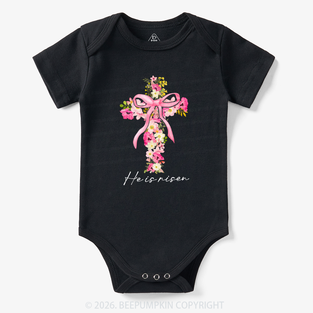 He Is Risen Easter Floral Bodysuit