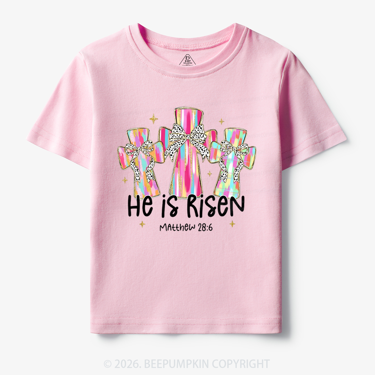 He Is Risen Easter Cross Toddler&Kid's Tees