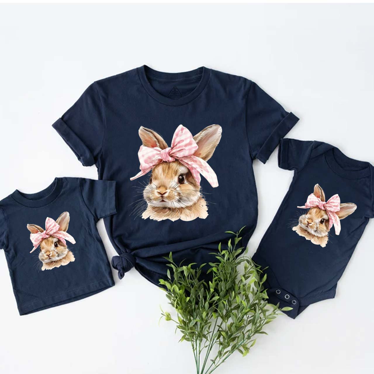 Cute Bunny with Bow Easter Mom&Me Matching Tees