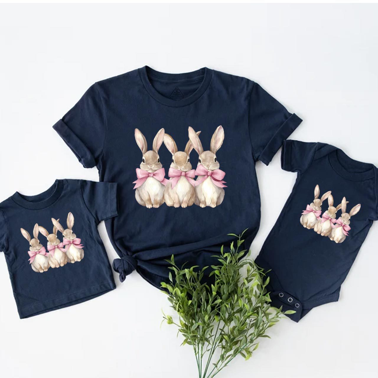 Triple Bunny Hug Easter Mom&Me Matching Tees