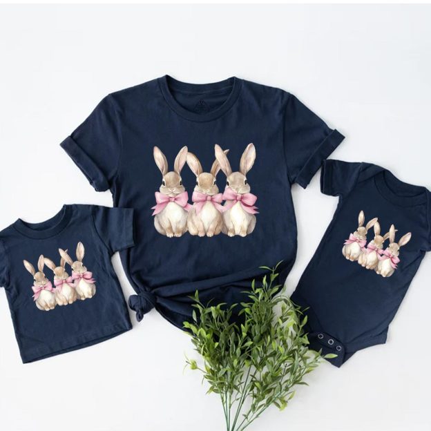 Triple Bunny Hug Easter Mom&Me Matching Tees