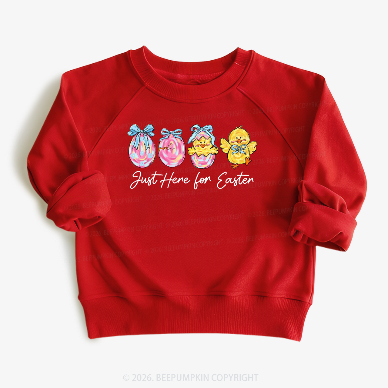 Just Here For Easter Pastel Eggs Coquette Kid's Sweatshirt