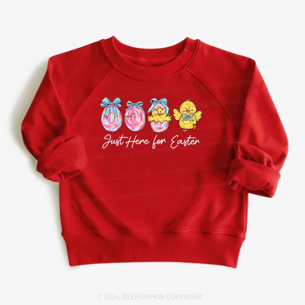 Just Here For Easter Pastel Eggs Coquette Kid's Sweatshirt