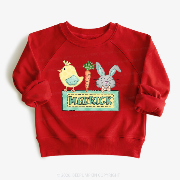 Personalized Name Easter Bunny Carrot Kid's Sweatshirt