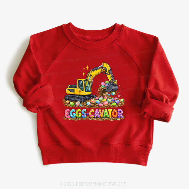 Eggs-Cavator Excavator Easter Kid's Sweatshirt
