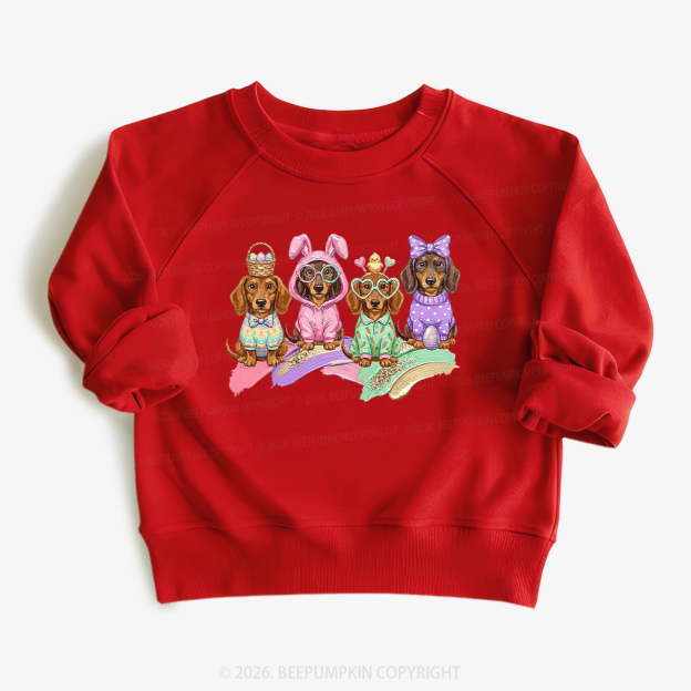 Easter Dog Cute Dachshund Kid's Sweatshirt