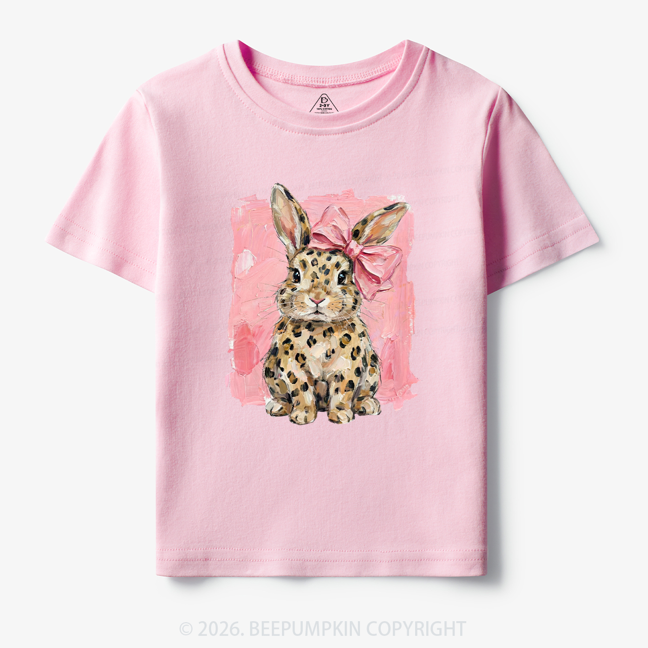 Oil Paint Leopard & Pink Bow Coquette Bunny Toddler&Kid's Tees