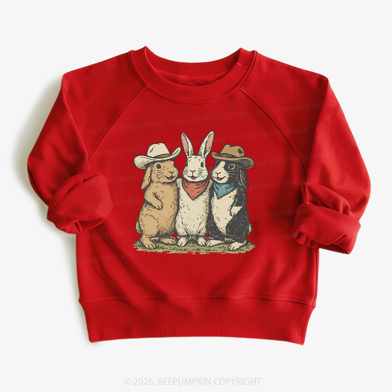 Western Bunnies Easter Kid's Sweatshirt