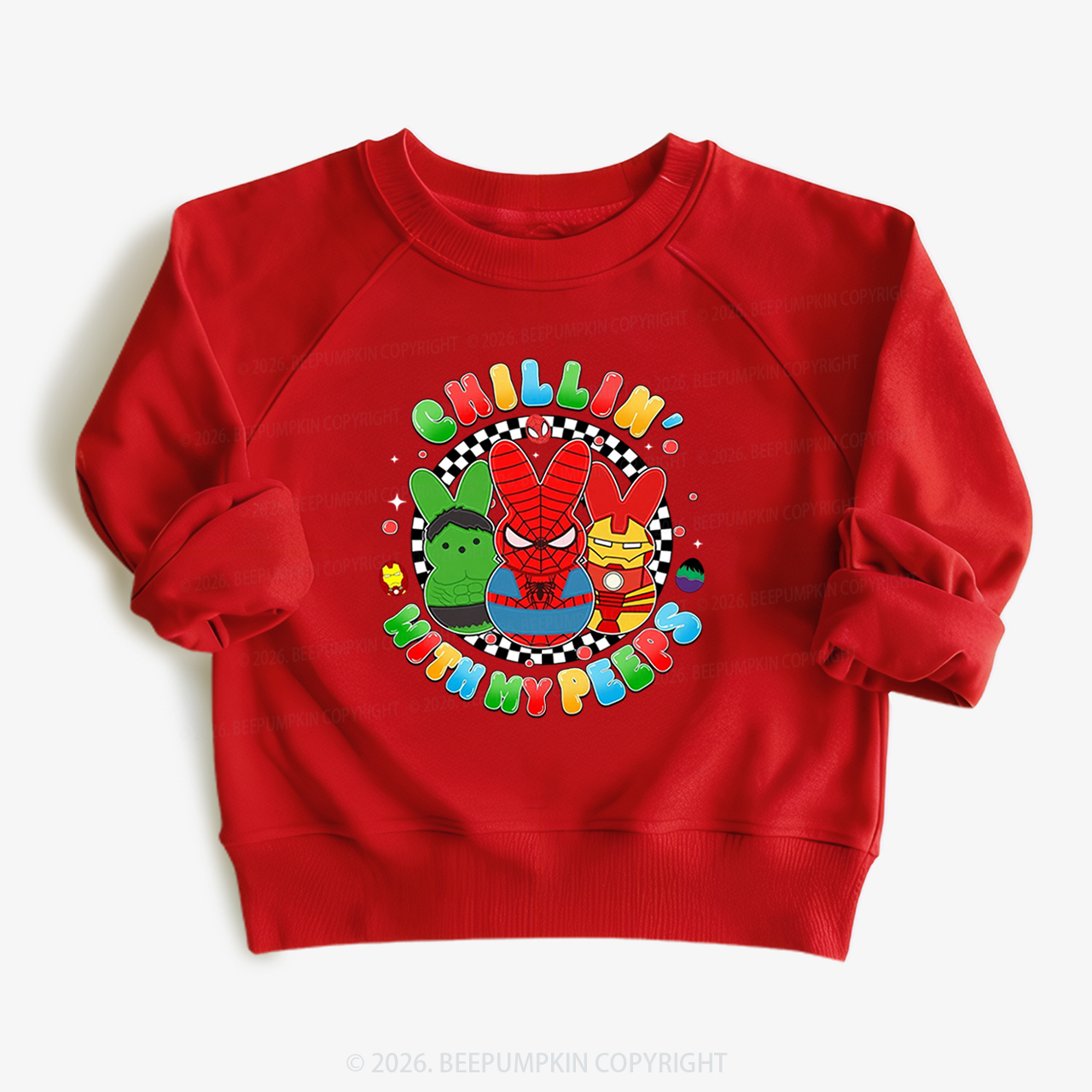 Cartoon Chillin With My Bunny Easter Kid's Sweatshirt