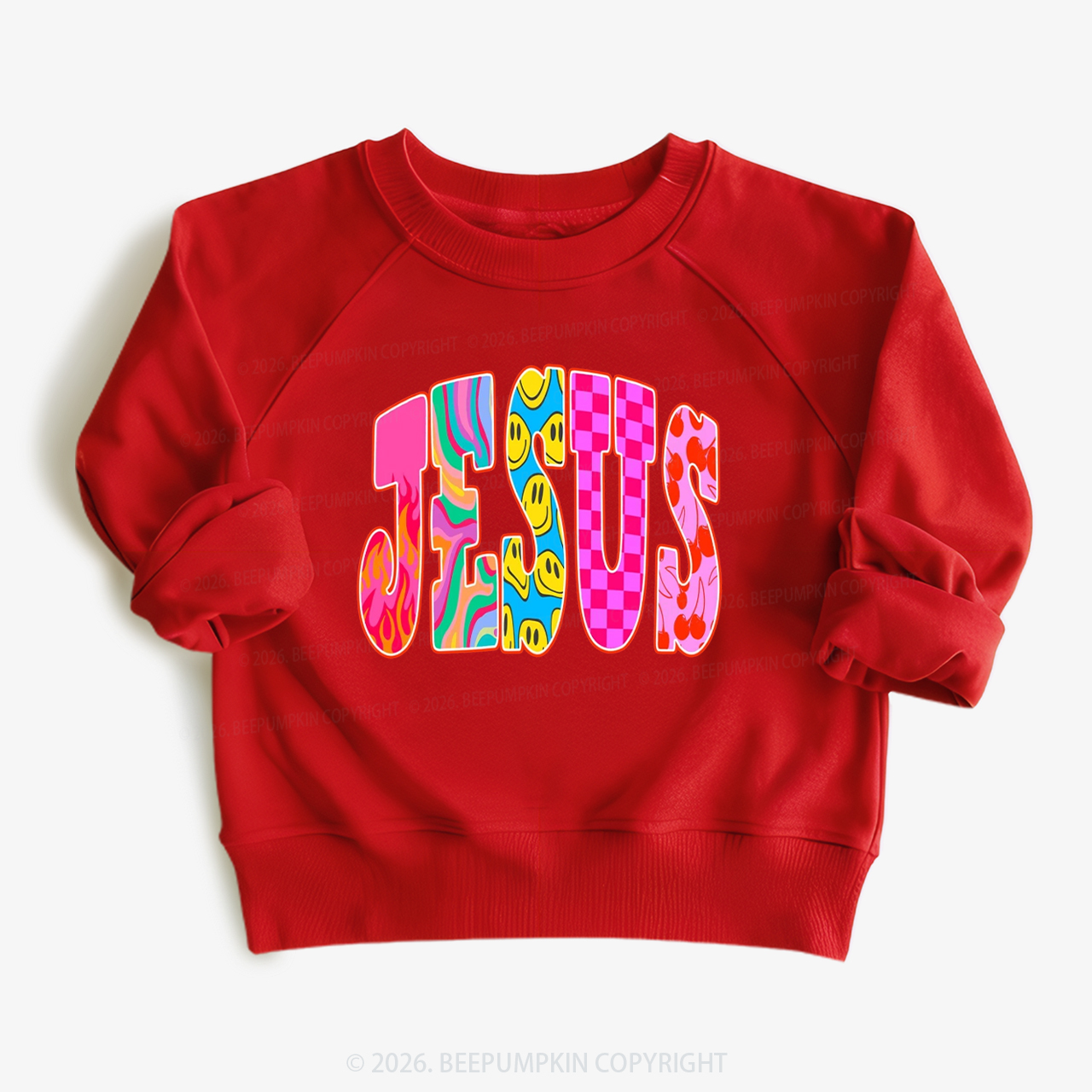 Jesus Loves Me Retro Colorful Kid's Sweatshirt