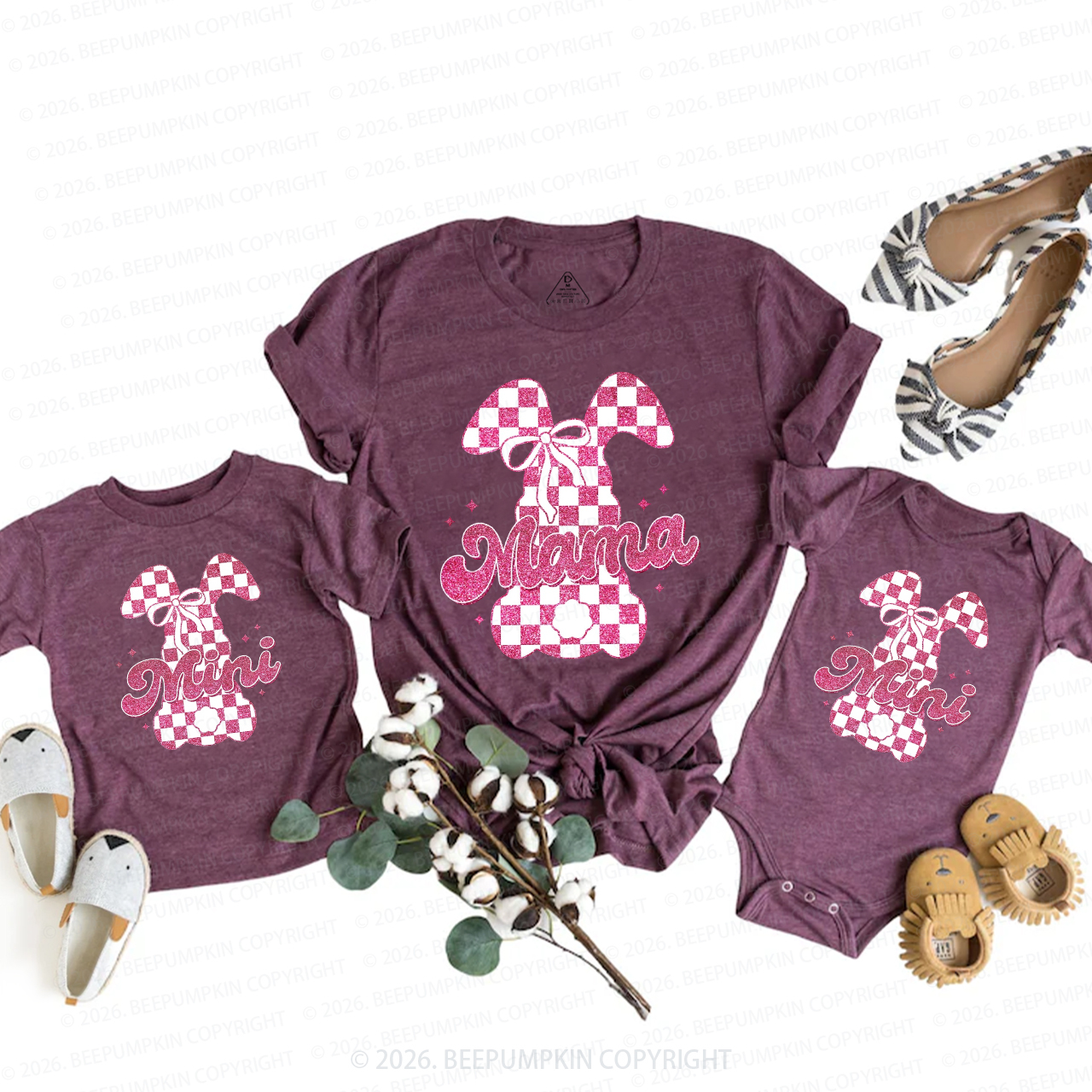 Glitter Easter Bunny Mama Mini Mom&Me Matching T-Shirts
