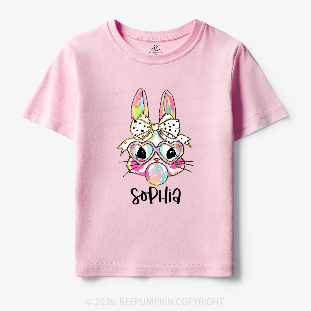 Personalized Kid Name Easter Bunny Coquette Bow Toddler&Kid's Tees