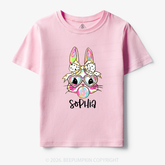 Personalized Kid Name Easter Bunny Coquette Bow Toddler&Kid's Tees