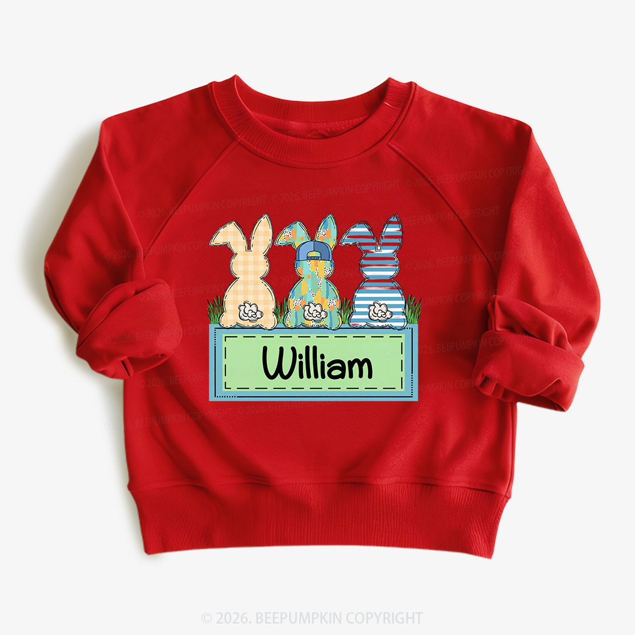 Personalized Name Retro Happy Easter Kid's Sweatshirt