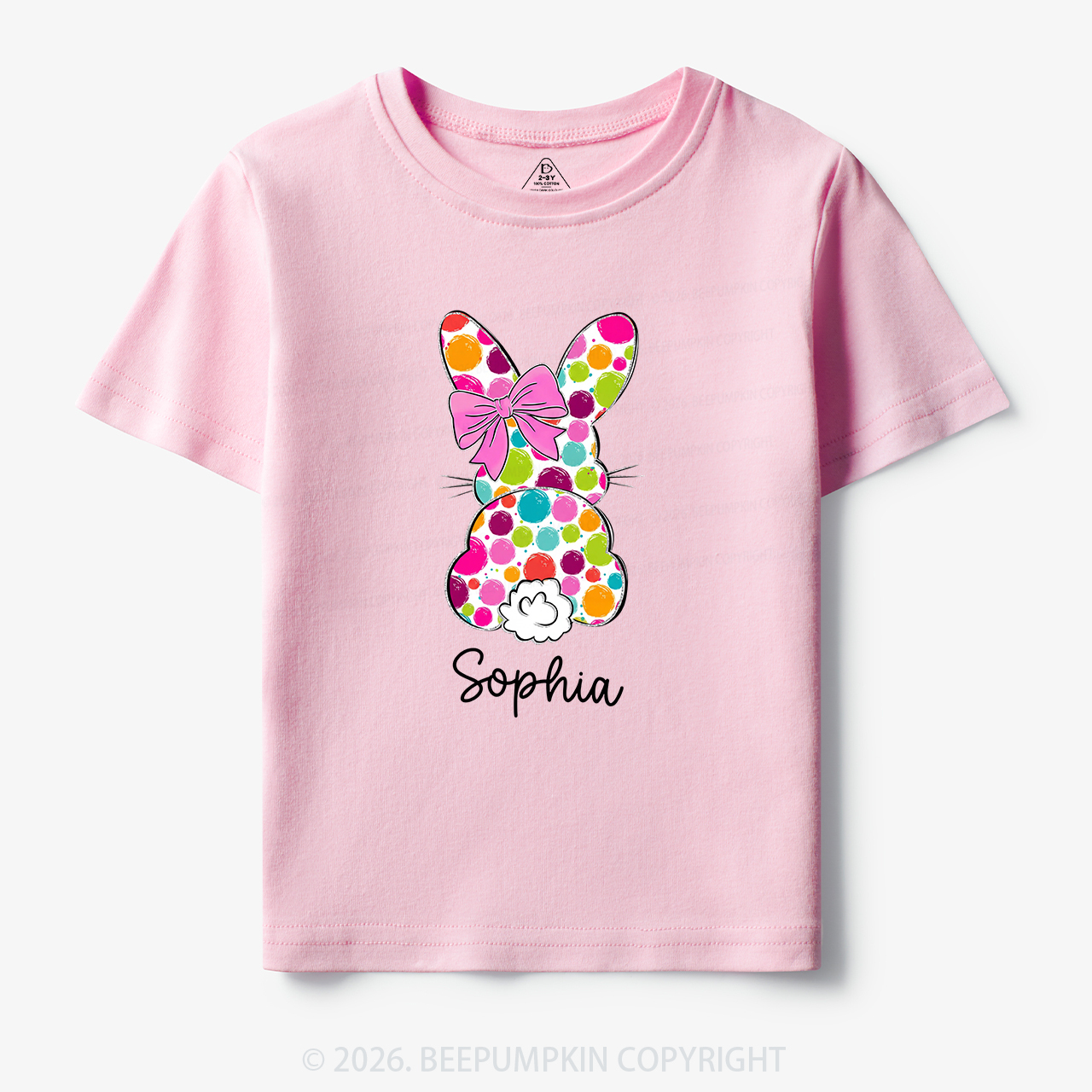 Personalized Name Easter Coquette Bow Bunny Toddler&Kid's Tees