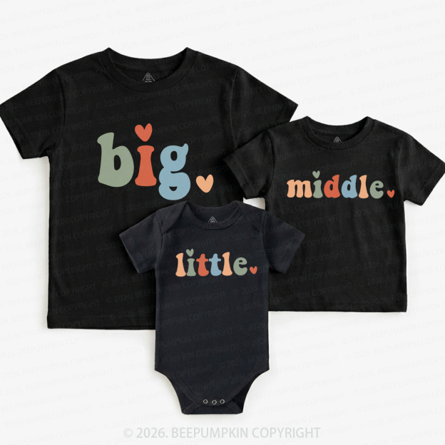Big Middle Little Matching Tees For Siblings