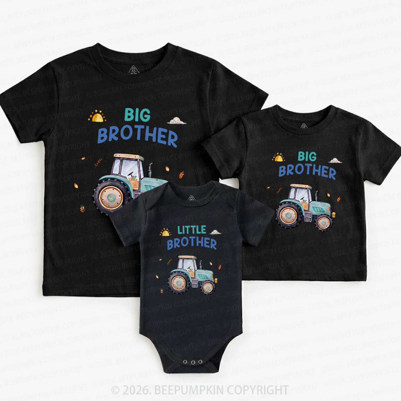 Big Brother & Little Brother Tractor Matching Tees For Siblings