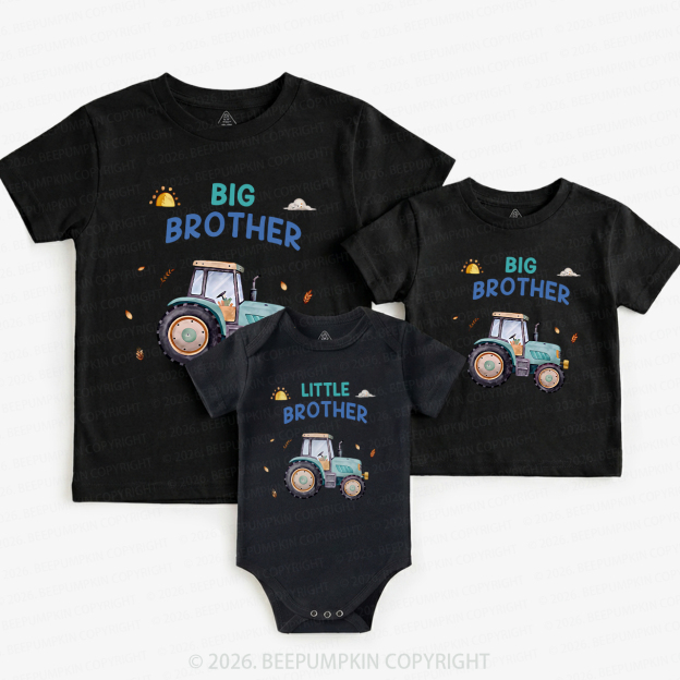 Big Brother & Little Brother Tractor Matching Tees For Siblings