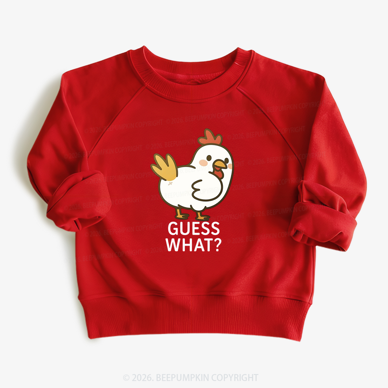 Guess What Chicken Funny Butt Joke Kid's Sweatshirt 7