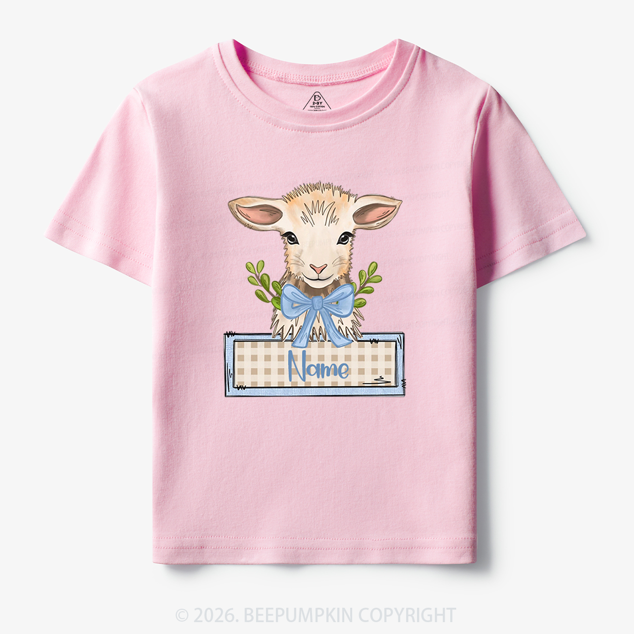 Personalized Baby Lamb With Bow Toddler&Kid's Tees