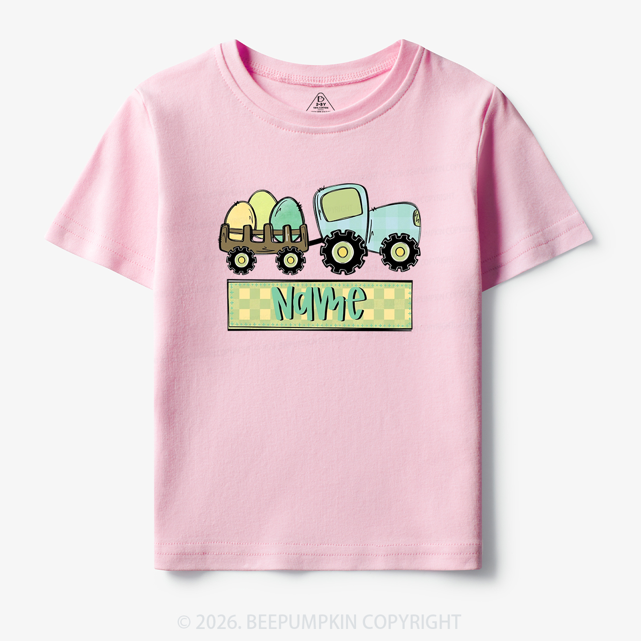 Personalized Name Easter Tractor Toddler&Kid's Tees
