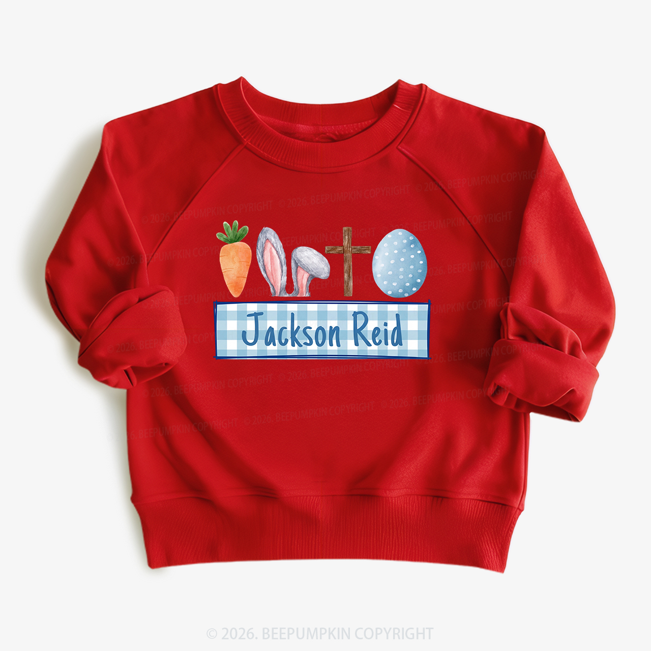 Personalized Watercolor Easter Bunny Name Kid's Sweatshirt