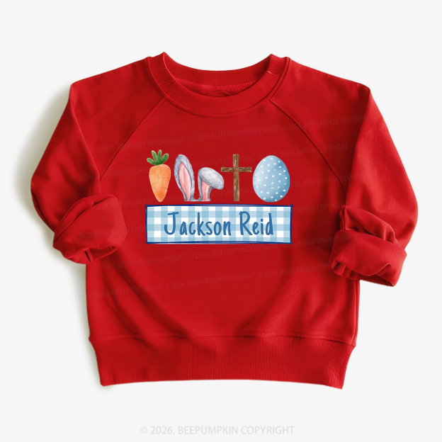 Personalized Watercolor Easter Bunny Name Kid's Sweatshirt