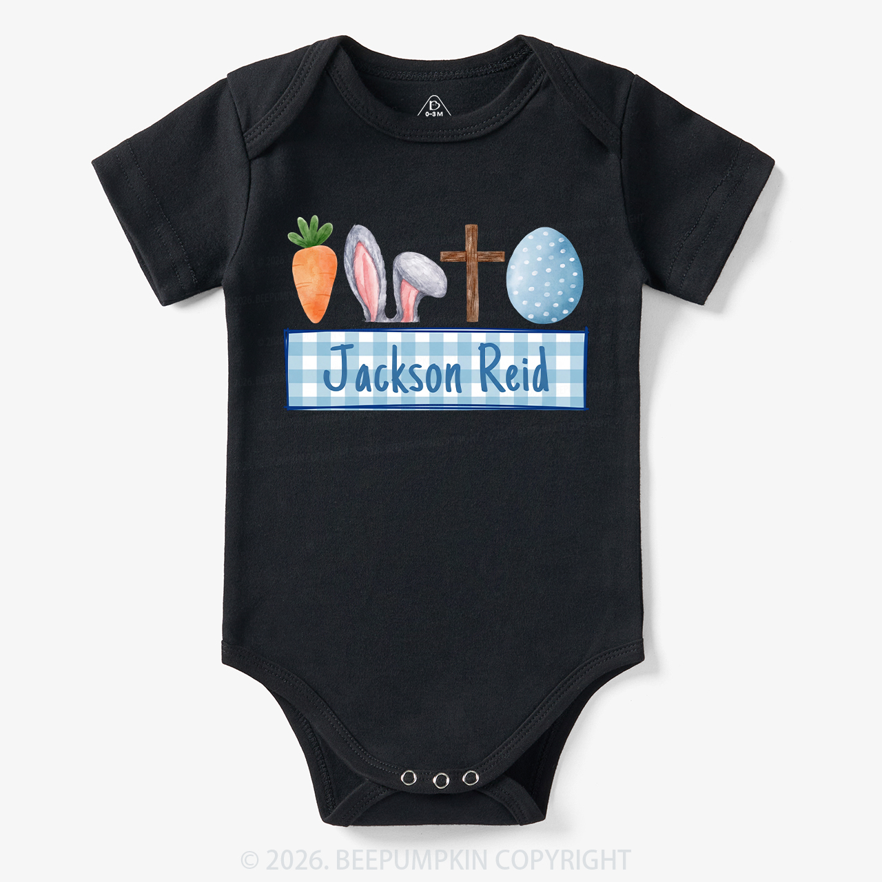 Personalized Watercolor Easter Bunny Name Bodysuit