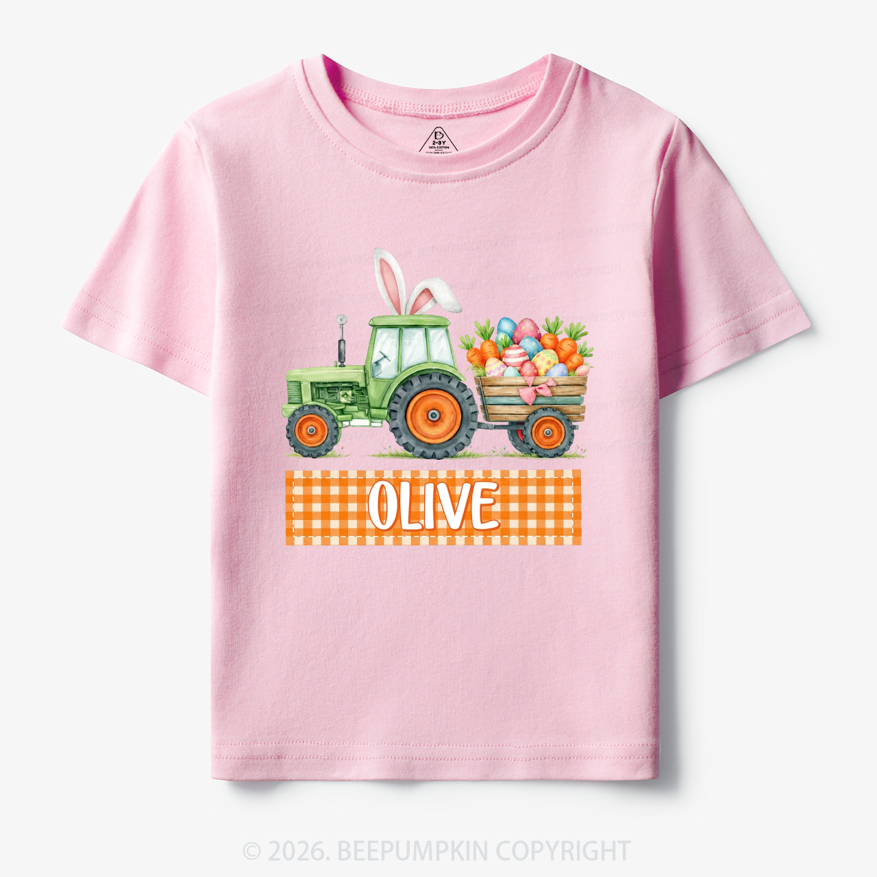 Personalized Name Easter Tractor Farm Toddler&Kid's Tees