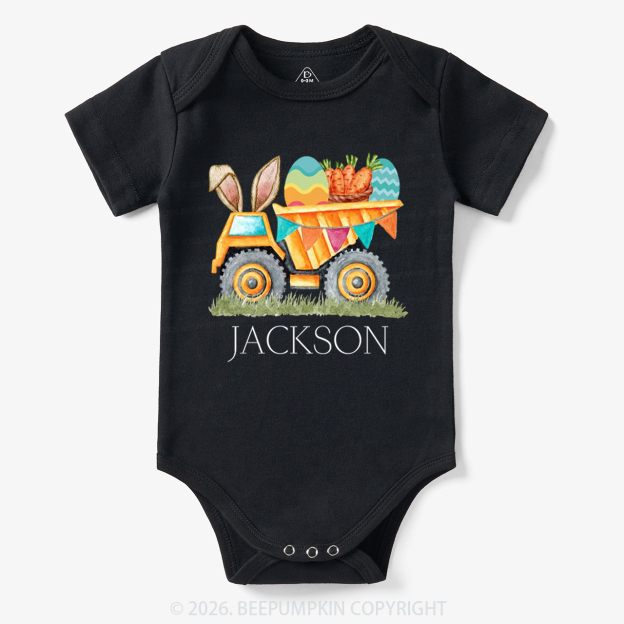 Personalized Name Easter Dump Truck Bodysuit
