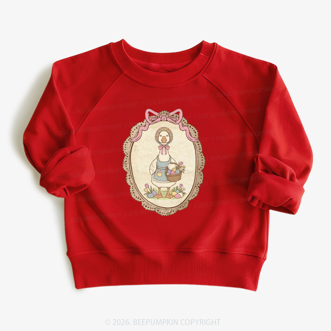 Floral Coquette Spring Easter Goose Kid's Sweatshirt